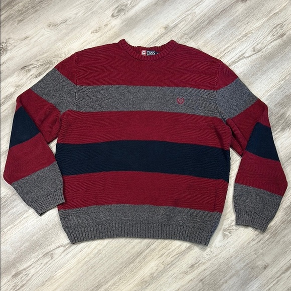 Vintage Ralph Lauren Chaps Cotton Textured Weave Striped Fisherman’s Sweater XL - Picture 1 of 8